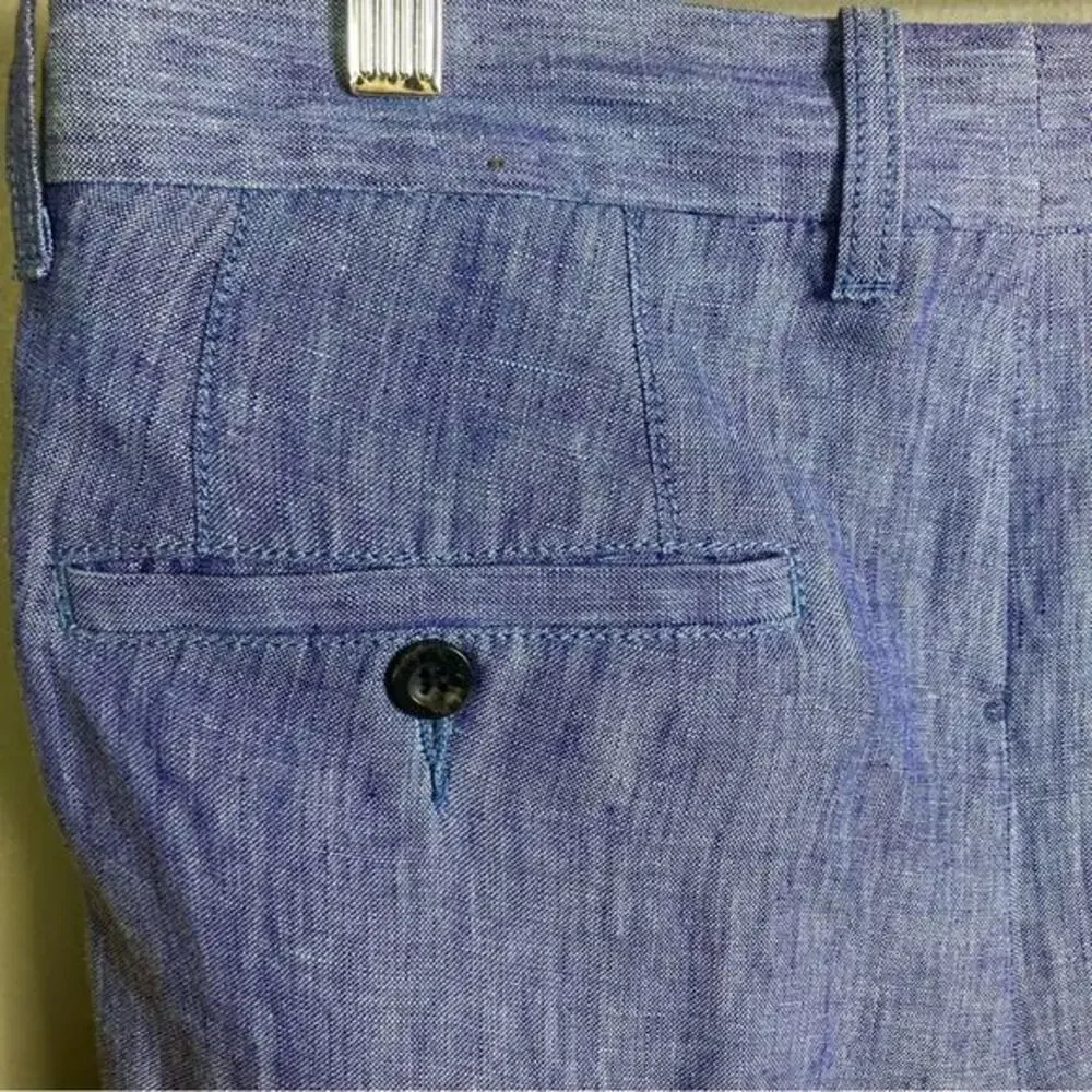 Joseph Abboud linen pants men's 33 light denim‎ blue luxury slim pleated EUC